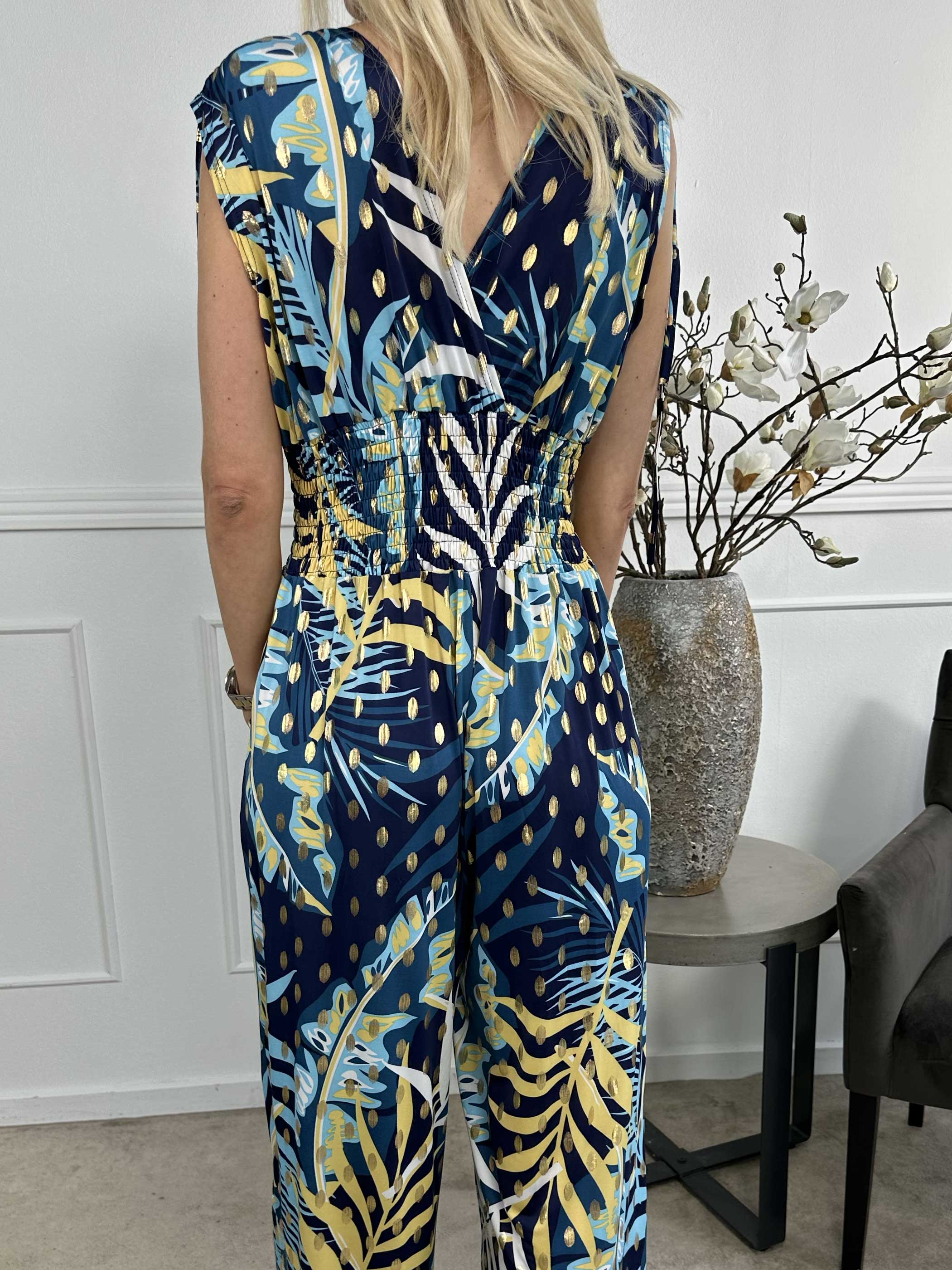 Pams Forest Jumpsuit N/S - Jumpsuit med resår och bladmönster